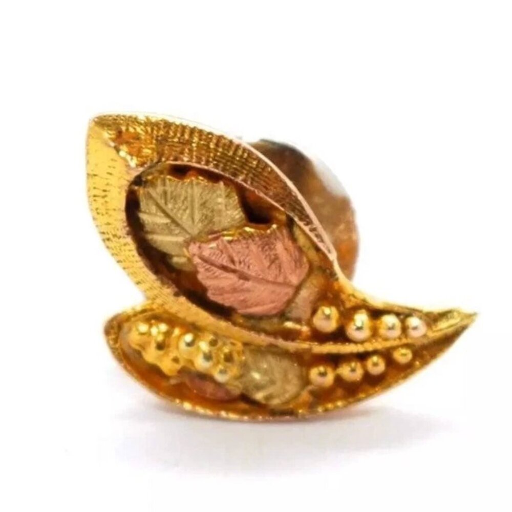 Vintage 10kt Yellow Rose Green Gold Black Hills Cornucopia Pin Tack